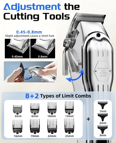 Miniatura 2 de KIKIDO Cortadora de pelo profesional inalámbrica para hombres, kit de corte de pelo, juego de cortapelos con pantalla LCD inalámbrica, máquina