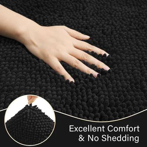 Miniatura 3 de LOCHAS Juegos de Alfombras de Baño de 2 Piezas, Juego de Alfombrillas de Baño Suaves Antideslizantes, Alfombra de Inodoro en Forma de U de 20''x20