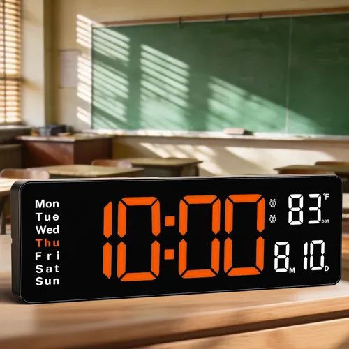 Miniatura 11 de Relojes Digitales de Pared, Pantalla Grande de 16 Pulgadas, Reloj Digital para Aula con Control Remoto, Fecha, Semana, Alarma, Temperatura, Luz