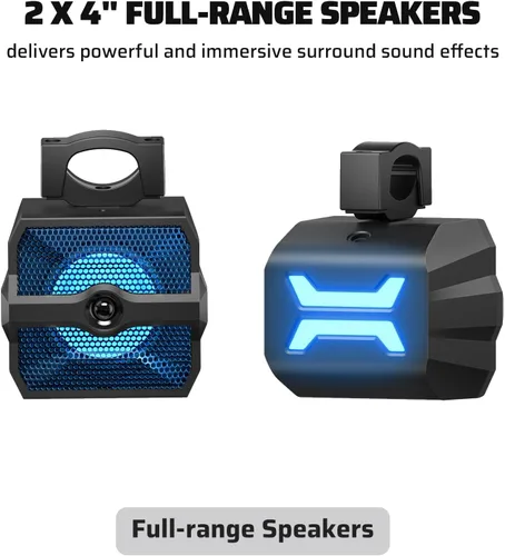 Miniatura 9 de Ehaho Barra de sonido estéreo UTV de 2.1 canales (subwoofer) y altavoces, barra de sonido Bluetooth ATV de 16 pulgadas con luces RGB, altavoces