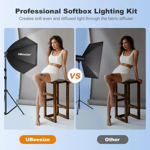Miniatura 4 de UBeesize Softbox Kit de iluminación para fotografía, 30 x 30 pulgadas, kit de iluminación profesional Softbox con 2 bombillas de 40 W E26 Socket