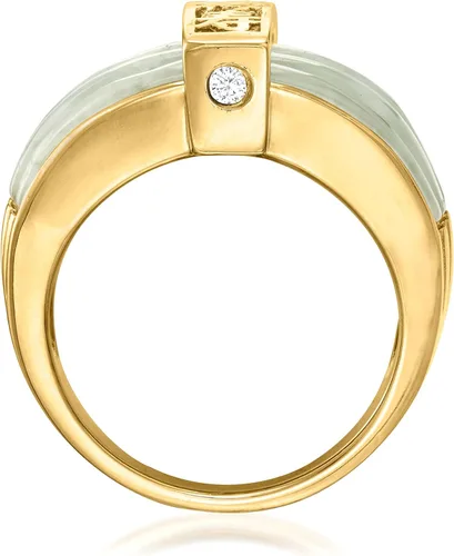 Miniatura 4 de Ross-Simons Jade Fortuna, Prosperidad, Longevidad Anillo con oro de 18 quilates sobre plata esterlina