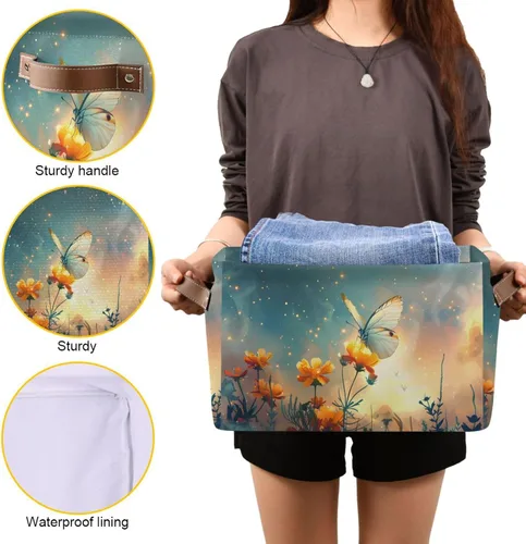Miniatura 8 de senya Cesta de almacenamiento 1 unids grande plegable bolsa de ropa rectangular plegable tela cesta de lavandería plegable cubo de lavado plegable