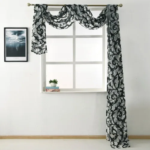 Miniatura 12 de NAPEARL Cenefa de cortina para ventana color beige, estilo europeo, de jacquard, decorativa, para arco de boda, cortina de cama transparente