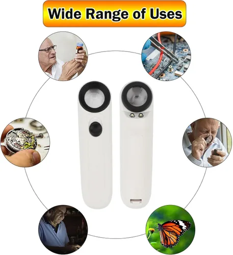 Miniatura 6 de Rongon Lupa de mano 40X de alta potencia de mano iluminada lupa joyero ojo joyería lupa caso de cuero para leer mapas joyería reloj herramienta