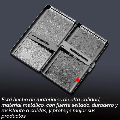 Miniatura 3 de Goshentech Estuche vintage, capacidad de 14, metal plateado metálico negro brillante, doble cara, caja de tarjeta bancaria, caja de efectivo