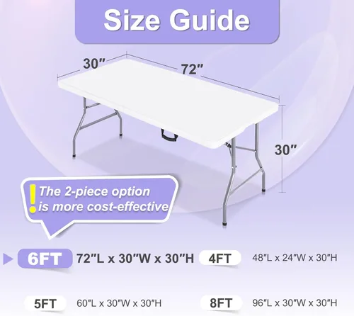 Miniatura 6 de ABCCANOPY - Mantel de Spandex elástico de 6 pies negro, mantel ajustado resistente a arrugas para mesas plegables rectangulares, protector