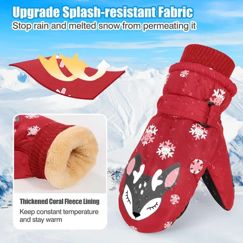 Miniatura 2 de MoKo Manoplas de esquí para niños, guantes de esquí aislados impermeables para niñas y niños, guantes de nieve de invierno para niños