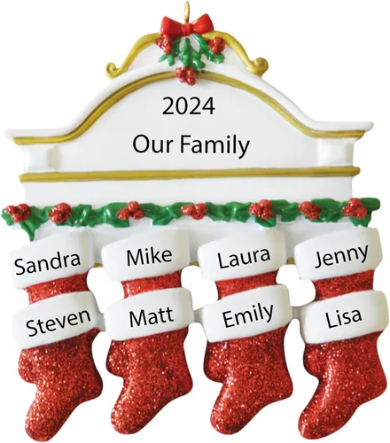 Miniatura 11 de Adornos de Navidad familiares personalizados 2025 – Adorno personalizado para familia de 6, recuerdo de seis nietos o nietos, adorno de chimenea