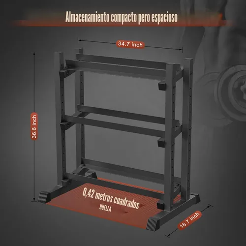 Miniatura 7 de 3-Tier Dumbbell Rack, 1100LB Capacity Adjustable Weight Rack for Home Gym, Heavy-Duty Weight Stand for Dumbbells Kettlebells & Weight Plates(Rack