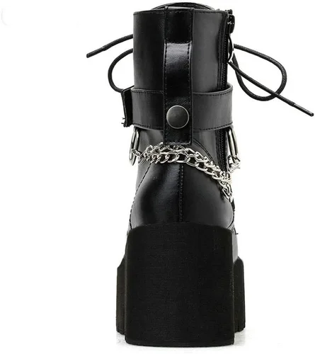 Miniatura 3 de Caradise Botas góticas de combate punk, con plataforma gótica, tacón grueso, con cordones, para mujer