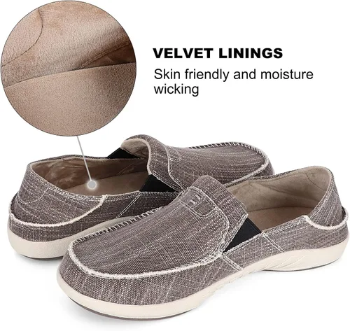 Miniatura 8 de Zapatos sin cordones para hombre, mocasines de lona para fascitis plantar con soporte para el arco, zapatos ortopédicos casuales antideslizantes