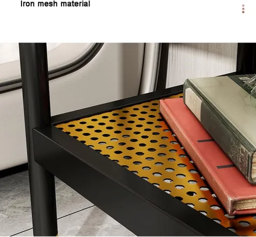Miniatura 4 de Mesa de Centro Small Side Table Glass & Metal End Table 2-Tier Night Stand with Storage Rack Nordic Simple Bedside Coffee Table for Living Room Tea