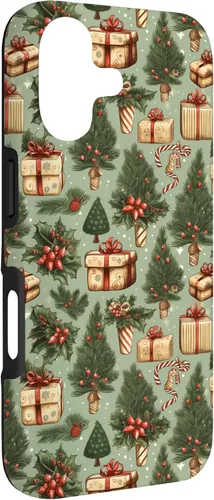 Miniatura 3 de Vintage Christmas Theme Holiday Trees, Presents, Teal, Bows Case for iPhone 17