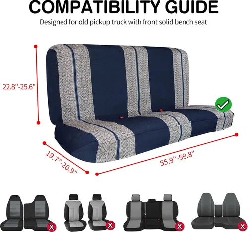 Miniatura 7 de Leader Accessories - Funda para asiento de coche, manta para sillín azul, universal para asientos de banco de camionetas de tamaño completo Manta