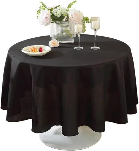 Miniatura 38 de Paquete de 2 Manteles Redondos de 120 Pulgadas de Carbón, Mantel de Poliéster Lavable para Uso en el Hogar, Fiestas, Bodas o Restaurantes.