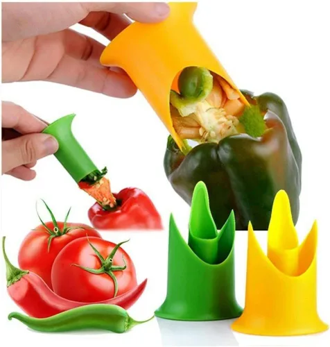 Miniatura 7 de Removedor de núcleo de semillas de pimienta, juego de descorazonadores de frutas y verduras de 2/4, herramienta para quitar descorazonadores de 2