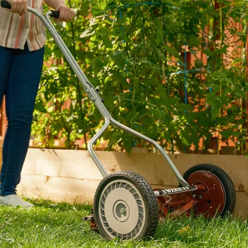 Miniatura 47 de American Lawn Mower Company 1204-14 Cortacésped de carrete de empuje de 4 hojas de 14 pulgadas, color rojo