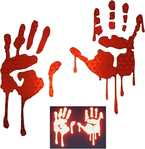 Miniatura 22 de CustomTAYLOR33 - Calcomanías reflectantes de alta intensidad con manos sangrientas/goteando sangre para cascos, parabrisas, ventanas traseras, Rojo