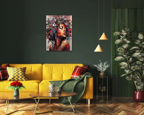 Miniatura 287 de Arte de pared afroamericano, decoración de rey y reina bailarín negro para sala de estar, arte de pareja de amor negro para dormitorio, lienzo