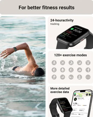 Miniatura 5 de Tensky Reloj inteligente para hombres/mujeres, Android, iPhone/Samsung, Alexa integrado, pantalla táctil de 1.8 pulgadas, rastreador de actividad