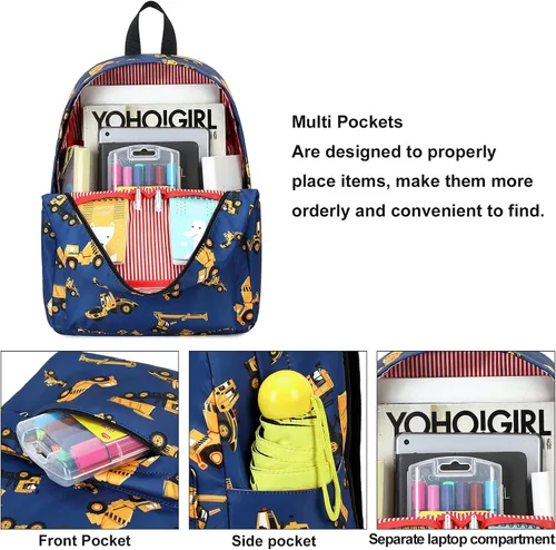 Miniatura 13 de CAMTOP - Conjunto de mochila y lonchera con estampados divertidos para niños de preescolar y primaria), Y0058-2
