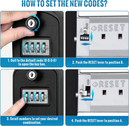 Miniatura 7 de Caja de seguridad para llaves con código, caja de bloqueo de llave de gran capacidad para montaje en pared exterior, resistente al agua, combinación