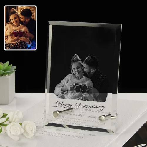 Miniatura 8 de Marco de fotos de cristal personalizado, marco de fotos de cristal grabado personalizado, regalo de fotos de recuerdo personalizado para el día
