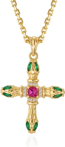 Miniatura 187 de Fettero - Collar con dije de cruz de fe, chapado en oro de 14 K, cadena fina, minimalista, simple, pequeña, para oración, regalo de joyería religiosa