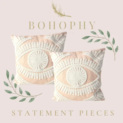 Miniatura 2 de Funda de almohada decorativa con textura neutra bohemia copetuda, funda de cojín decorativa para habitación del bebé (2, combo de arte rosa)