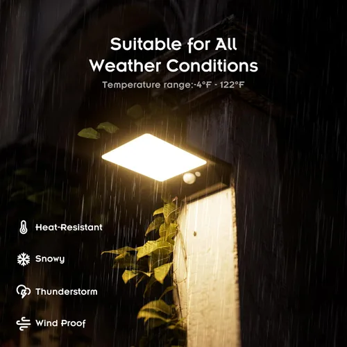 Miniatura 7 de Luz solar para exteriores, pared, paso, puerta, poste, blanco cálido de 3000 K, batería de litio de 2000 mAh, 350 lm, impermeable, sensor