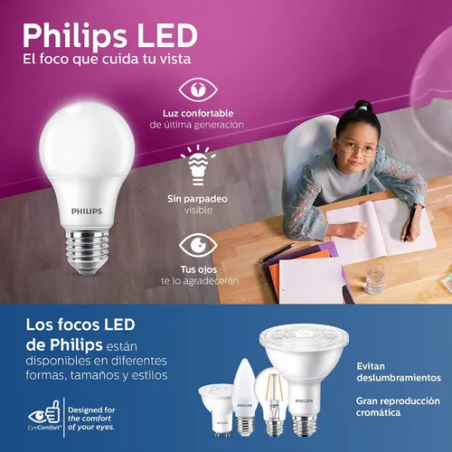 Miniatura 4 de Philips Bombilla LED de base media A19 equivalente a 60 vatios equivalente a 8 vatios