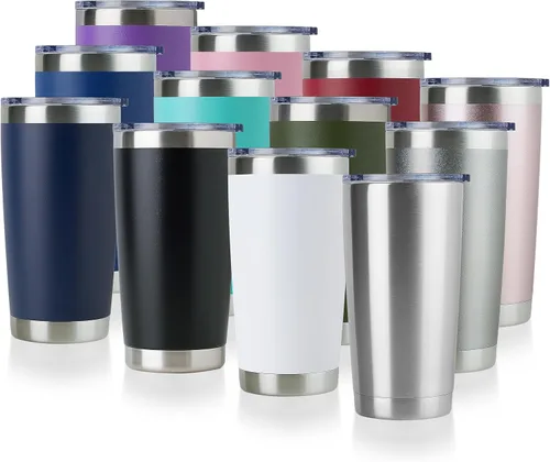 Miniatura 42 de DOMICARE Vaso de acero inoxidable de 20 onzas a granel con tapa, taza de viaje aislada al vacío de doble pared, taza de café con recubrimiento