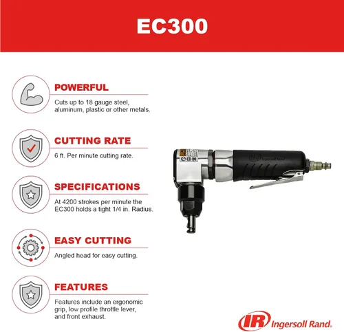 Miniatura 2 de Ingersoll Rand EC300 Air Nibbler, cabeza angulada, 4200spm, escape delantero