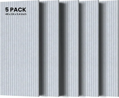 Miniatura 44 de Paquete de 10 paneles acústicos grandes, paneles de espuma insonorizante de 48 x 24 x 0.4 pulgadas para paredes, paneles premium de amortiguación