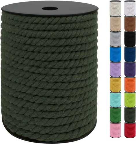 Miniatura 48 de JeogYong Cordón de macramé de 8mm, cuerda de lana de macramé de algodón natural de 131 pies, cordón de algodón trenzado de 3 hebras, hilo de macramé
