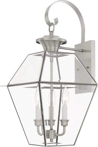 Miniatura 15 de Livex Lighting 2381-01 Westover - Farol de pared para exteriores, 3 luces, latón antiguo