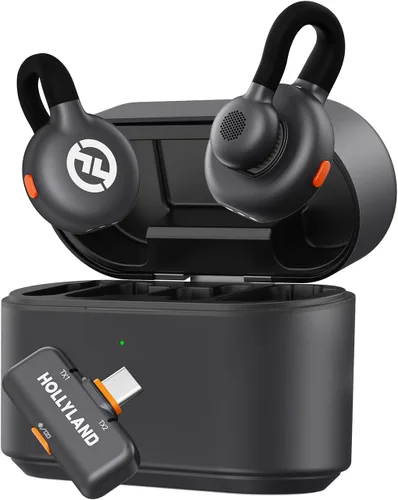 Miniatura 10 de Micrófono inalámbrico Hollyland Lark M2S Combo (RX de cámara + RX USB-C + cable Lightning) para iPhone/cámara/Android/PC, clip de titanio