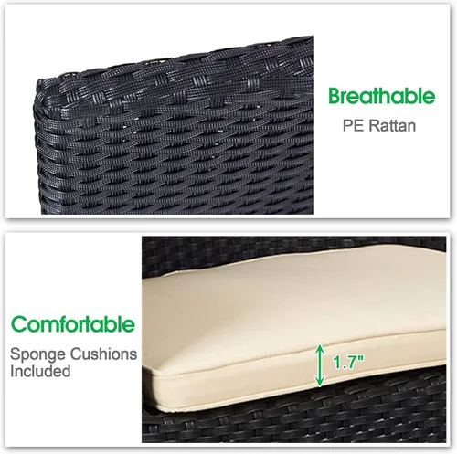 Miniatura 5 de TRY & DO Silla de comedor de mimbre de ratán para patio al aire libre con cojín suave extraíble, silla de comedor de ratán para interiores