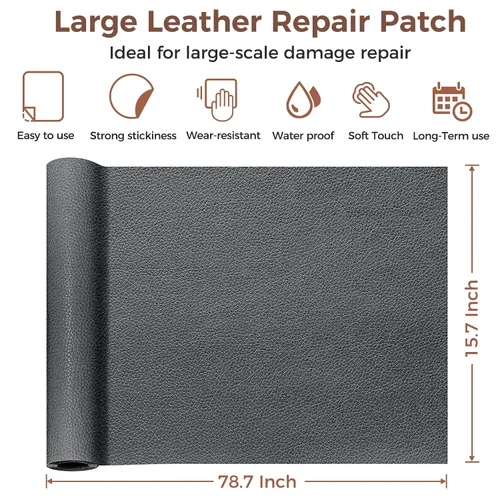 Miniatura 3 de Cinta de reparación de cuero para muebles, parche de reparación de cuero autoadhesivo grande de 15.7 x 78.7 pulgadas con fuerte adherencia, kit