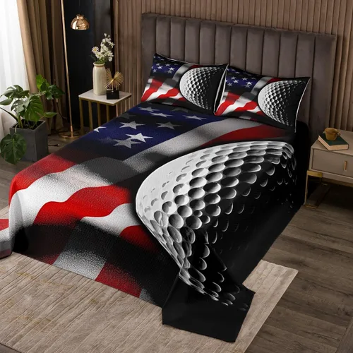 Miniatura 36 de Castle Fairy Colcha con diseño de bandera de Estados Unidos, diseño de camuflaje marrón, cuernos de ciervos y animales salvajes, para dormitorio