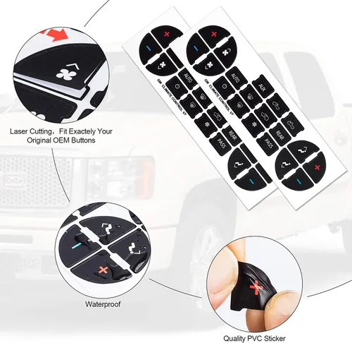 Miniatura 5 de 6 calcomanías de botón de CA para tablero + kit de reparación de botón de radio, calcomanía de repuesto para vehículos GM 2007-2015 automóvil, SUV