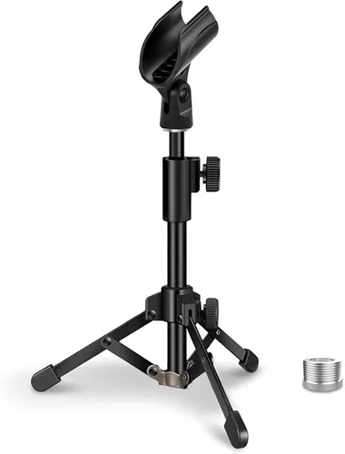 Miniatura 8 de Soporte de micrófono, trípode de micrófono de mesa, soporte de micrófono de escritorio con altura ajustable, soporte de micrófono pequeño
