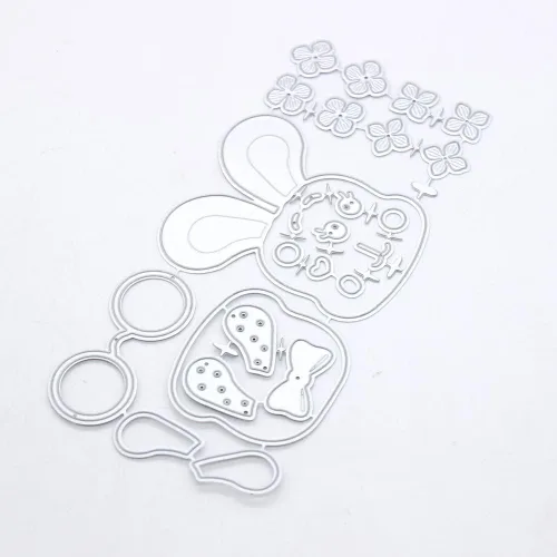 Miniatura 2 de KSCRAFT Plantillas de troqueles de corte de metal con cara de conejo, para bricolaje, álbumes de recortes, decoración en relieve DIY tarjeta de papel