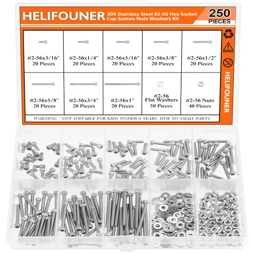 Miniatura 15 de HELIFOUNER 65 piezas de 5 tamaños de acero inoxidable 304 1/4-20 x 3/8 pulgadas 1/2 pulgadas 5/8 pulgadas 3/4 pulgadas 1 pulgada UNC cabeza de botón