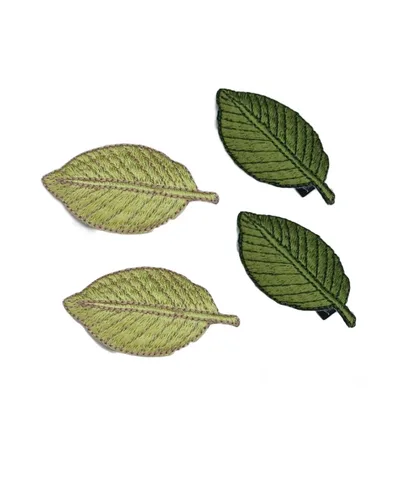 Miniatura 6 de Horquilla para el cabello con bordado en forma de hoja para niñas, pasadores para el cabello BW06 (2 unidades, verde)