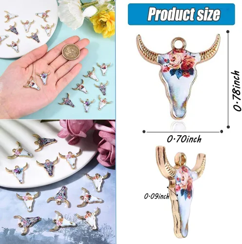 Miniatura 2 de Colgantes de Esmalte Chapados en Oro Vacas Encantos de Animales Metálicos para Aretes, Collares, Pulseras, Llaveros, Accesorios de Joyería DIY