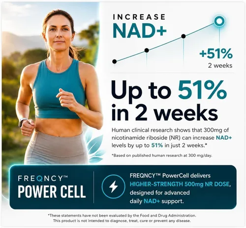 Miniatura 2 de FREQNCY Suplemento de resveratrol NAD+, 500 mg de ribósido de nicotinamida pura (NR), fórmula avanzada de NAD 4 en 1 para energía celular