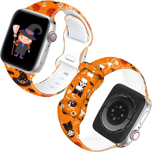 Miniatura 6 de Correa de reloj de Navidad para Halloween, compatible con Apple Watch de 1.496 in 1.575 in 1.614 in 1.654 in 1.732 in 1.772 in 1.929 in para mujer