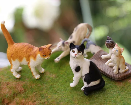 Miniatura 8 de Gemini&Genius 6 juguetes de gato para niños, figuras de gato, gatitos realistas para niños pequeños, juguetes divertidos de animales para mascotas